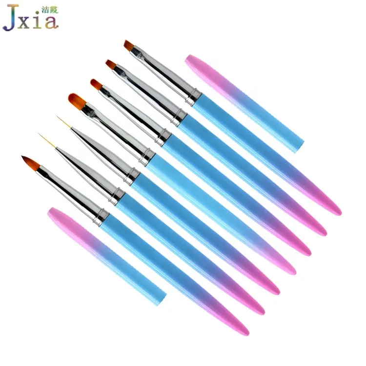 Набор кистей Jiexia для дизайна ногтей, ручка для акриловой резьбы, меняющая цвет градиент, набор кистей для геля