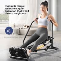 Remo Hidráulico Plegable de Doble Palanca, Silencioso, con Resistencia Ajustable, Equipo de Fitness Cardiovascular para Entrenamiento en Casa