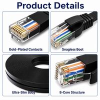 Cable de Conexión Plano Cat6 Directo de Fábrica, CCA UTP, Cable Ethernet RJ45 Delgado para Configuración de Red de Estación de Trabajo y Escritorio