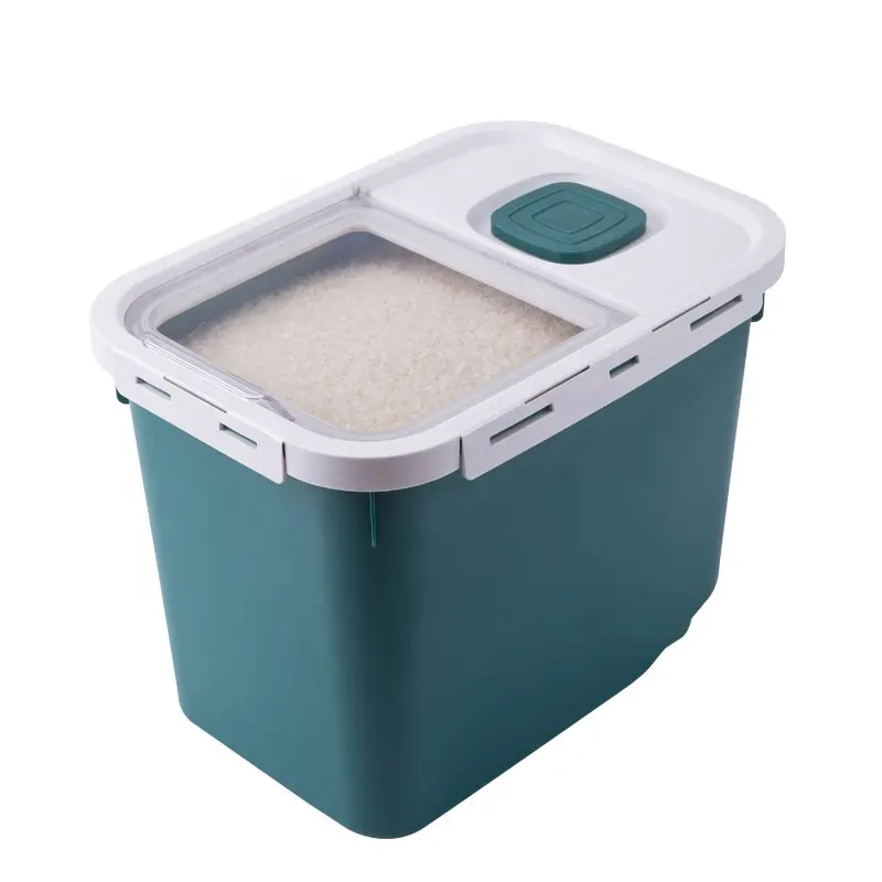 10KG 주방 시리얼 실린더 가정용 밀봉 쌀 양동이 플립 뚜껑 대형 개방 쌀 상자 잠금 디자인 애완 동물 사료 저장 용기