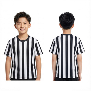 Children's Striped Sports Jersey Black And White Crew Neck For Football Basketball Boys Child Size - Product Image 1