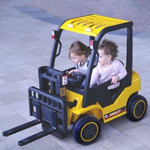 Kids Electric Forklift Ride On Car 4 <b>Wheels</b> Rechargeable <b>Plastic</b> Toy Vehicle For Boys And Girls With Height Adjustment - Product Image 1