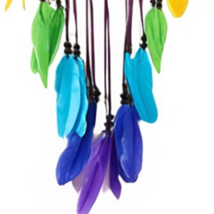 Acchiappasogni Colorato 40x120cm con Piume Arcobaleno, Decorazione da Parete Boho con Design Mandala - Product Image 5