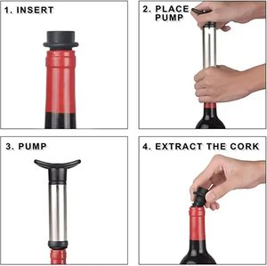 Bouchon de <span class=keywords><strong>bouteille</strong></span> de vin en acier inoxydable avec pompe à vide, en silicone alimentaire, anti-fuite, pour conserver la fraîcheur du vin, idéal pour les bars - Product Image 5