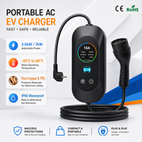 Chargeur EV portable 3,5 kW 16A Type 2 IEC 62196, station de recharge pour véhicules électriques, borne de recharge 220V réglable pour VW ID4 Tesla BMW Audi