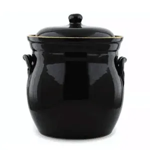 custom black pickle jar ceramic Fermenting Crock Pot wholesale kitchen fermentation pot