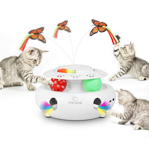 Интерактивная игрушка для кошек 4 в 1: электрическая гусеница, метатель перьев, стреляющая шариками, автоматическая движущаяся игрушка - Product Image 1