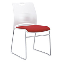 Table de conférence avec cadre en PP pour salle de formation Chaise de bureau moderne empilable en métal blanc