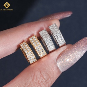 Factory Direct Hip Hop Style 925 <b>Silver</b> High Quality Gold Plated <b>Hoop</b> VVS Moissanite <b>Earrings</b> - Product Image 1
