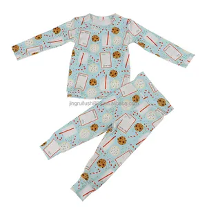 2024 Spring Fashion Cartoon Pattern Kids Clothing Set Milk Silk Pajamas Baby Girls Boys Long Sleeve Top and Jogger Pants Outfits