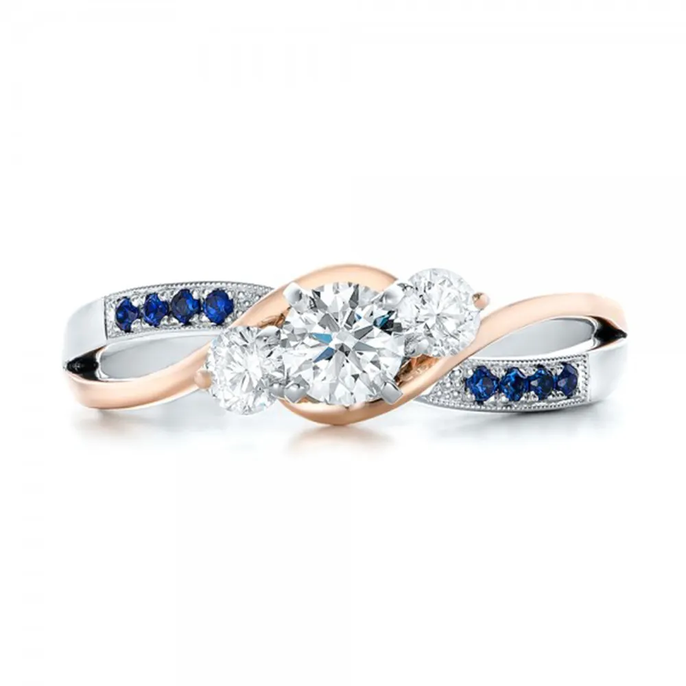 Anillo de circón cúbico más nuevo al por mayor, anillos de piedras preciosas de oro de 9 quilates, anillos de compromiso de plata para mujer, diamantes
