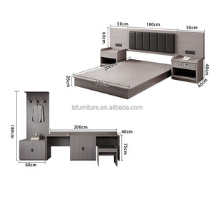 Economical Hotel Bedroom Furniture <b>Set</b> Modern Solid Wood Bed Frame With Headboard <b>Desk</b> Wardrobe & Nightstands For 3 Star Hotels - Product Image 5