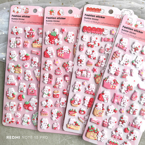Adesivi gonfi personalizzati Adesivi 3d adesivo rosa fragola <span class=keywords><strong>coniglietto</strong></span> Mini creatore di Album di foto mobili articoli promozionali a buon mercato - Product Image 2