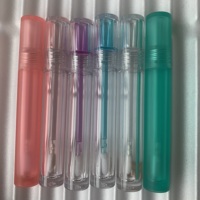 Nouveau flacon vide transparent en cristal pour brillant à lèvres, forme ronde ou carrée, avec grand applicateur pinceau, 2ml 3ml 4ml 5ml