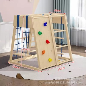 Estructura de juego multifuncional de madera para interiores con tobogán y columpio para niños - Product Image 5