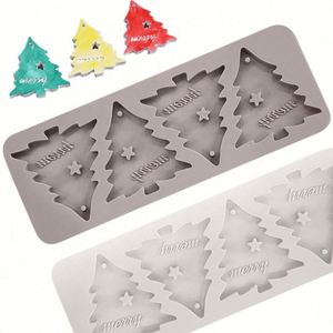 Moldes de Silicona Ecológicos para Velas con Diseño Navideño en Forma de Árbol de Navidad de 4 Agujeros, Personalizables con Logotipo, Molde de Resina para Aromaterapia, OEM/ODM - Product Image 1