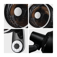 Ventilateur mural oscillant noir et blanc avec commande mécanique, ventilateur mural compact pour la maison, la chambre à coucher et le salon
