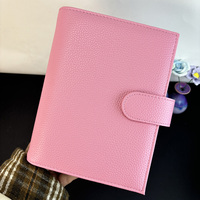 Sampul Buku Catatan Kulit Vegan Mewah Kustom Multifungsi A6 Planner 6 Cincin Emas Budget Binder Pink Binder Pebble Wallet Binder