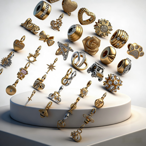 Nuevo <span class=keywords><strong>Abalorio</strong></span> Colgante con Forma de Corazón Dorado Brillante y Múltiples Elementos, Tipo Sobre, para Familiares, Compatible con Joyería Original Europea de Hueso de Serpiente - Product Image 1