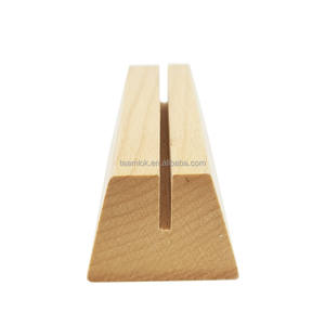 Display da tavolo a forma di piramide <span class=keywords><strong>Base</strong></span> in legno a forma di T tavolo da tavolo in piedi tende <span class=keywords><strong>Base</strong></span> in legno supporto per Menu da tavolo in acrilico - Product Image 5
