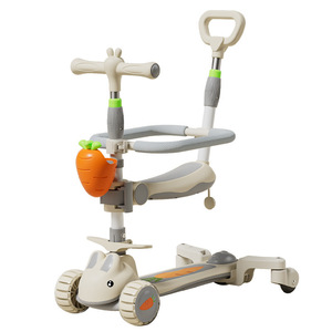 Trottinette Ast pour enfants de 1 à 8 ans, hauteur réglable, avec siège et poignée de poussée, jouet à roulettes trois en un - Product Image 1
