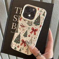 Nouvelle coque de téléphone rétro à motif nœud papillon et sapin de Noël pour iPhone 13 14 15 16 17 18 Pro Max, coque arrière souple antichoc