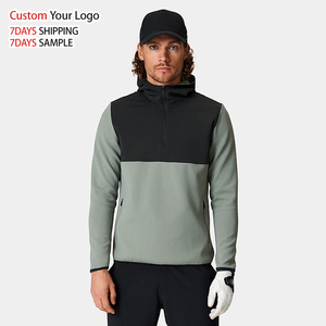 Custom Embroidered Polyester Cotton Quarter Zip Hoodie for Men-Quick Dry Waterproof Breathable Eco-Friendly - Product Image 2