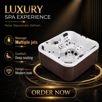 Villa 6 personnes avec cour, piscine intelligente de luxe en acrylique à température constante, grande piscine de massage et de surf ; baignoire spa surdimensionnée