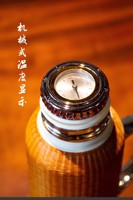 Termo de Té con Aislamiento al Vacío, Hecho a Mano con Acero Inoxidable 316 y Bambú Tejido, Ecológico y Libre de Plástico