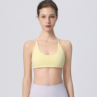 Soutien-gorge de sport antichoc à maintien élevé pour femme, bretelles non réglables, en Spandex/Nylon, design push-up, anti-affaissement, idéal pour la course à pied