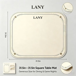LANY 31.5in × 31.5in Square <b>Table</b> Mat, Classic American Style Anti-Slip Desk Pad for Dining, Game Nights and Home Decor - Product Image 1