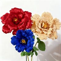 Bunga Peony Flanel Raksasa 30CM 40CM 50CM, Kepala Bunga Peony Buatan, Perlengkapan Panggung Pernikahan