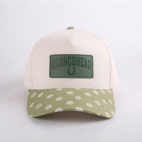 Casquettes 5 panneaux pour hommes, casquettes de camionneur, casquettes de baseball, casquettes à dessus plat, texture cuir, visière à pois, patch en cuir, bicolores, décontractées