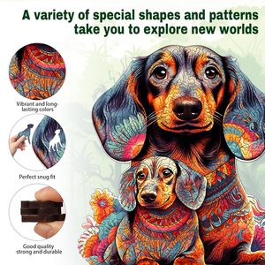 Rompecabezas de madera para perros y gatos Hamaileon, rompecabezas de animales de madera con piezas de forma irregular con gatos y perros - Product Image 4