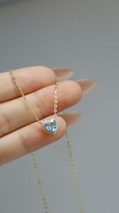 Xinfly - Collar de Diamantes en Forma de Corazón con Aguamarina y Oro Puro de 18K, Joyería Fina Au750, Personalizable - Product Image 3