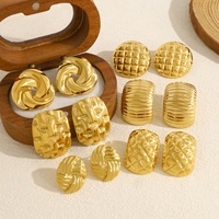Boucles d'oreilles clous en acier inoxydable plaqué or 18 carats pour femme, nœud texturé doré épais, style vintage, cadeau de fête, vente en gros, OEM