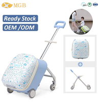 Valise à roulettes pour enfants OEM avec roues pivotantes, valise à main avec siège pour enfants pour les voyages, valise à roulettes détachable