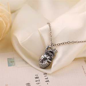 Collar de cadena de Metal con colgante de corazón de órgano anatómico de aleación de cobre, collar de medallón para cumpleaños de hombres con oro y plata - Product Image 6
