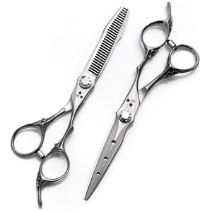 Tijeras de peluquería Klq de 6.0 pulgadas, acero inoxidable 440C, tijeras planas, tijeras de entresacar, mango largo, acabado mate - Product Image 3