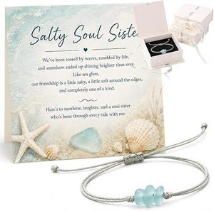 Pulsera <span class=keywords><strong>de</strong></span> la Amistad Ajustable <span class=keywords><strong>de</strong></span> Cristal Marino Azul, Joyería <span class=keywords><strong>de</strong></span> Verano para la Playa, para Mejores Amigas, Almas Gemelas, Pulsera Tejida <span class=keywords><strong>de</strong></span> Cristal Marino - Product Image 1