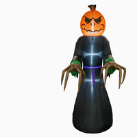 Hiasan Halloween Tiup Bentuk Labu Hantu Raksasa 8FT XT Brand, Lampu LED Berkedip, Dekorasi Luar Ruangan untuk Halaman, Kebun, dan Pesta
