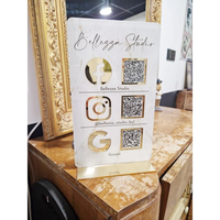 Signo de código QR de pago acrílico vertical Logotipo de negocios Social Triple Icon Table Tent Instagram Salon Beauty QR Code Sign