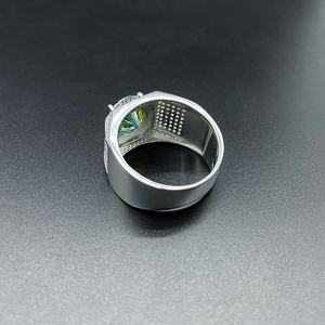 <span class=keywords><strong>Bague</strong></span> de Mariage pour <span class=keywords><strong>Homme</strong></span> <span class=keywords><strong>en</strong></span> Argent Sterling S925 de Luxe, Moissanite et Diamants Verts, Plaquée <span class=keywords><strong>Or</strong></span> <span class=keywords><strong>Blanc</strong></span> - Product Image 5