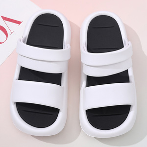 Sandales compensées à plateforme pour femmes, rehaussantes, à bout ouvert et à larges brides, Beige Blanc Rose Noir Vert clair - Product Image 4