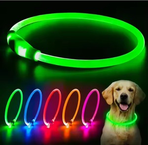 반려동물 용품 LED 강아지 목줄 USB 충전식 디자인 발광 조절 가능 점멸 목줄 강아지용 - Product Image 1