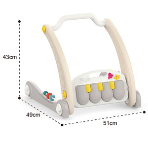 Tapis d'éveil et trotteur multifonctionnel 2-en-1 pour tout-petits avec piano à pédales et jouet à pousser et à tirer, trotteur musical d'activités pour bébé - Product Image 5
