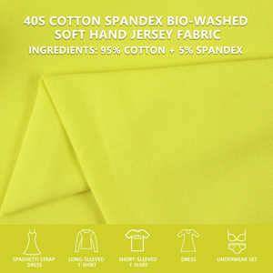 Tissu jersey en coton peigné 40S avec élasthanne, 95% coton 5% élasthanne, bio-lavé, 170 GSM, largeur 175 cm, tricot extensible pour t-shirts et vêtements - Product Image 2