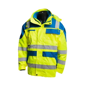 Winter Hi-Vis Reflective Roadway Sicherheits kleidung Langarm Parka Polar Fleece Abnehmbarer Liner 4 in 1 Sicherheits jacke