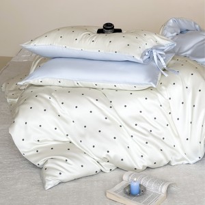Ensemble de <span class=keywords><strong>housse</strong></span> de <span class=keywords><strong>couette</strong></span> et de draps en soie à pois, 4 pièces, doux et soyeux, respirant, certifié OEKO-TEX, coton 400TC, luxe pour la maison et la chambre à coucher - Product Image 6