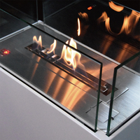 Caminetto Elettrico e a Batteria AP60 in Metallo e Acciaio Inox con Telecomando per Uso Interno